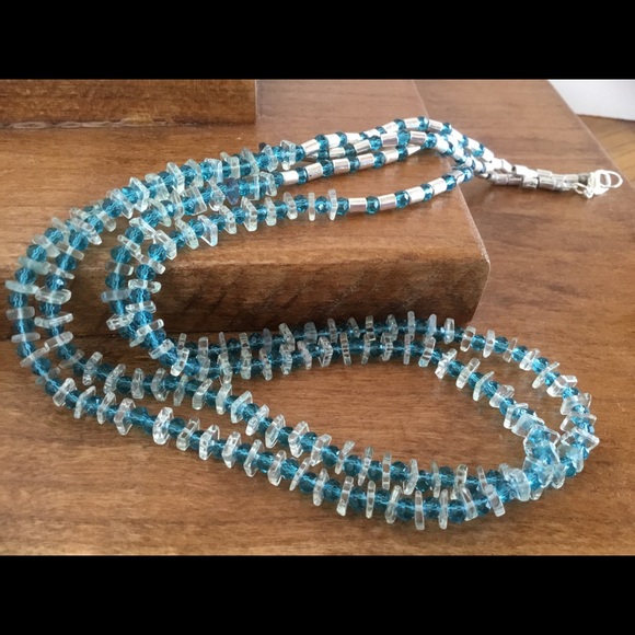 Faceted Blue Topaz And Amethyst Necklace - Picture 1 of 4